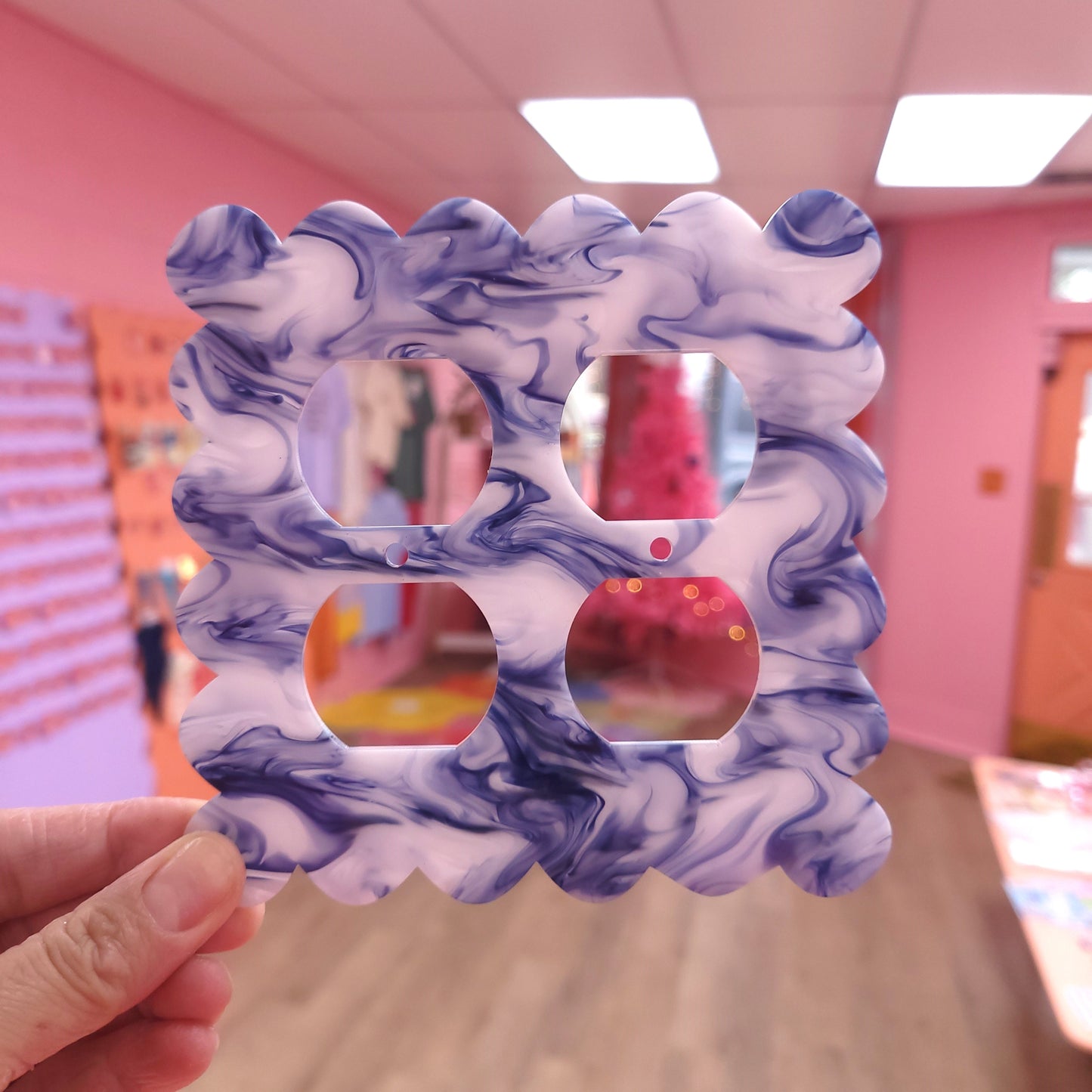 Marbled Navy & White Outlet Covers