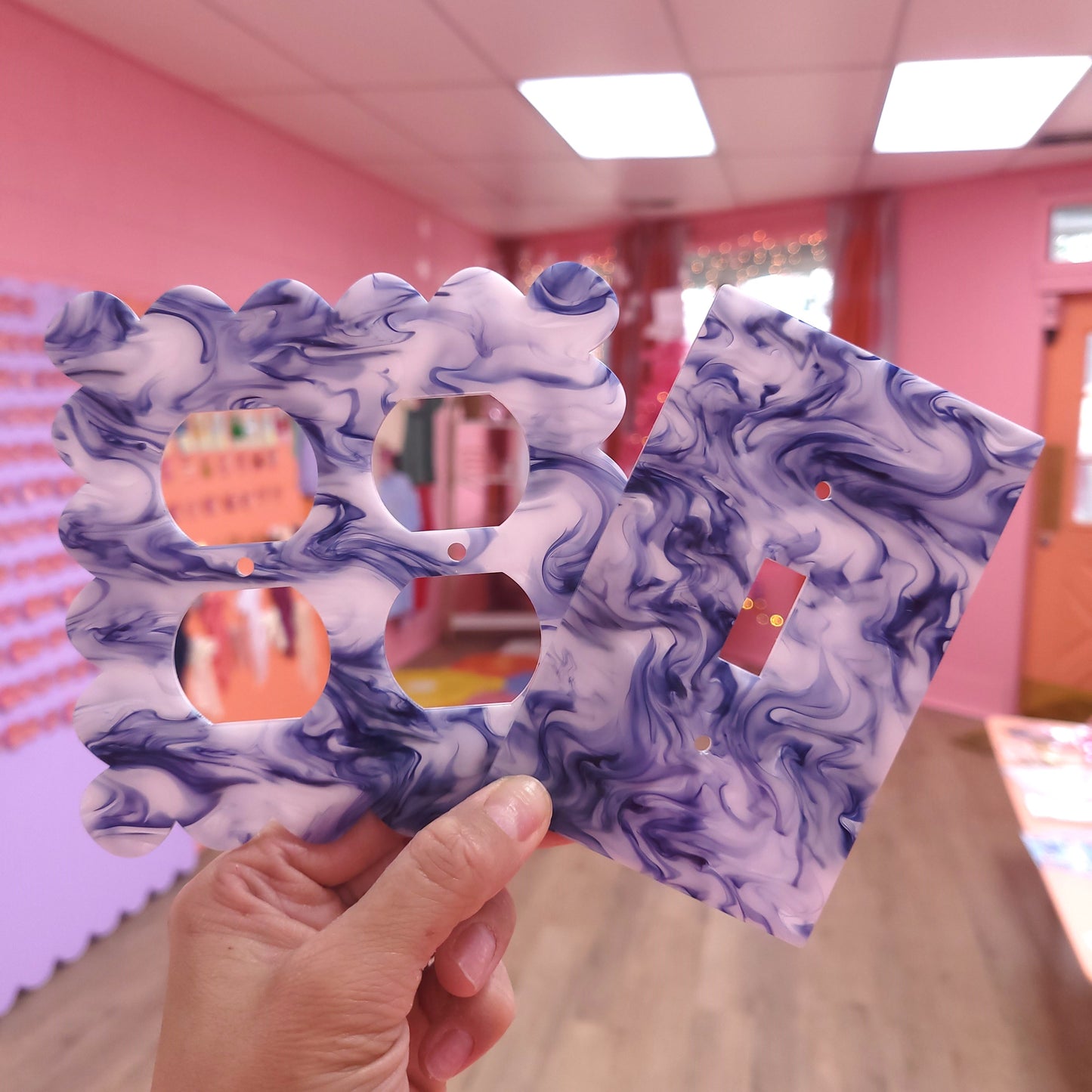 Marbled Navy & White Outlet Covers