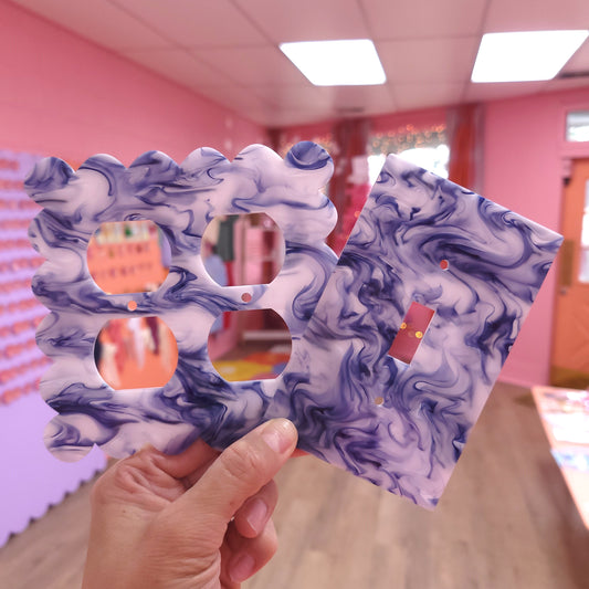 Marbled Navy & White Outlet Covers