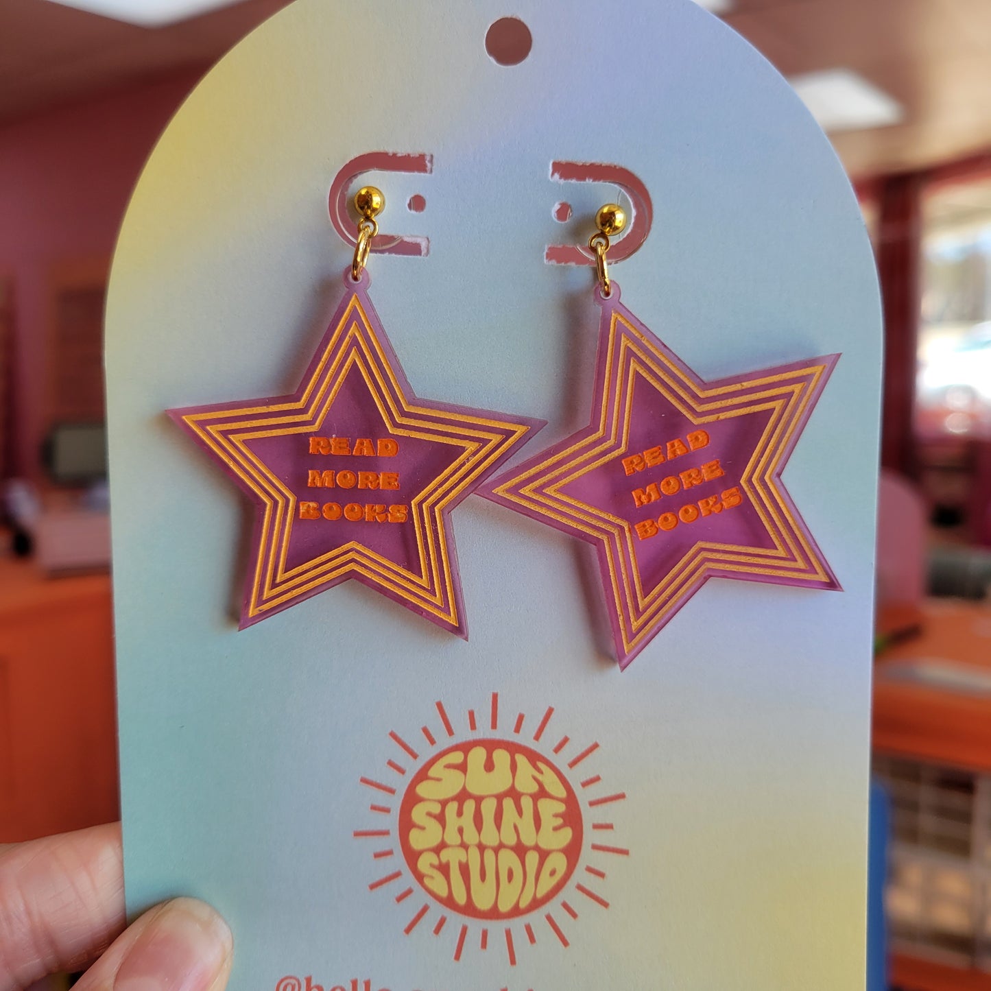 "Read More Books" Star Earrings