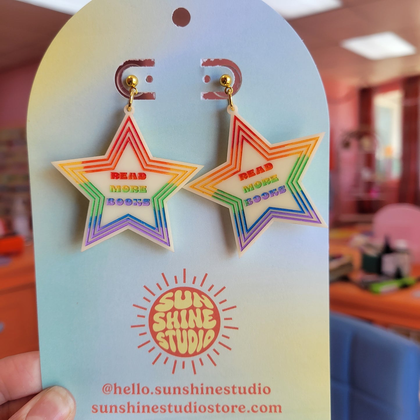 "Read More Books" Star Earrings