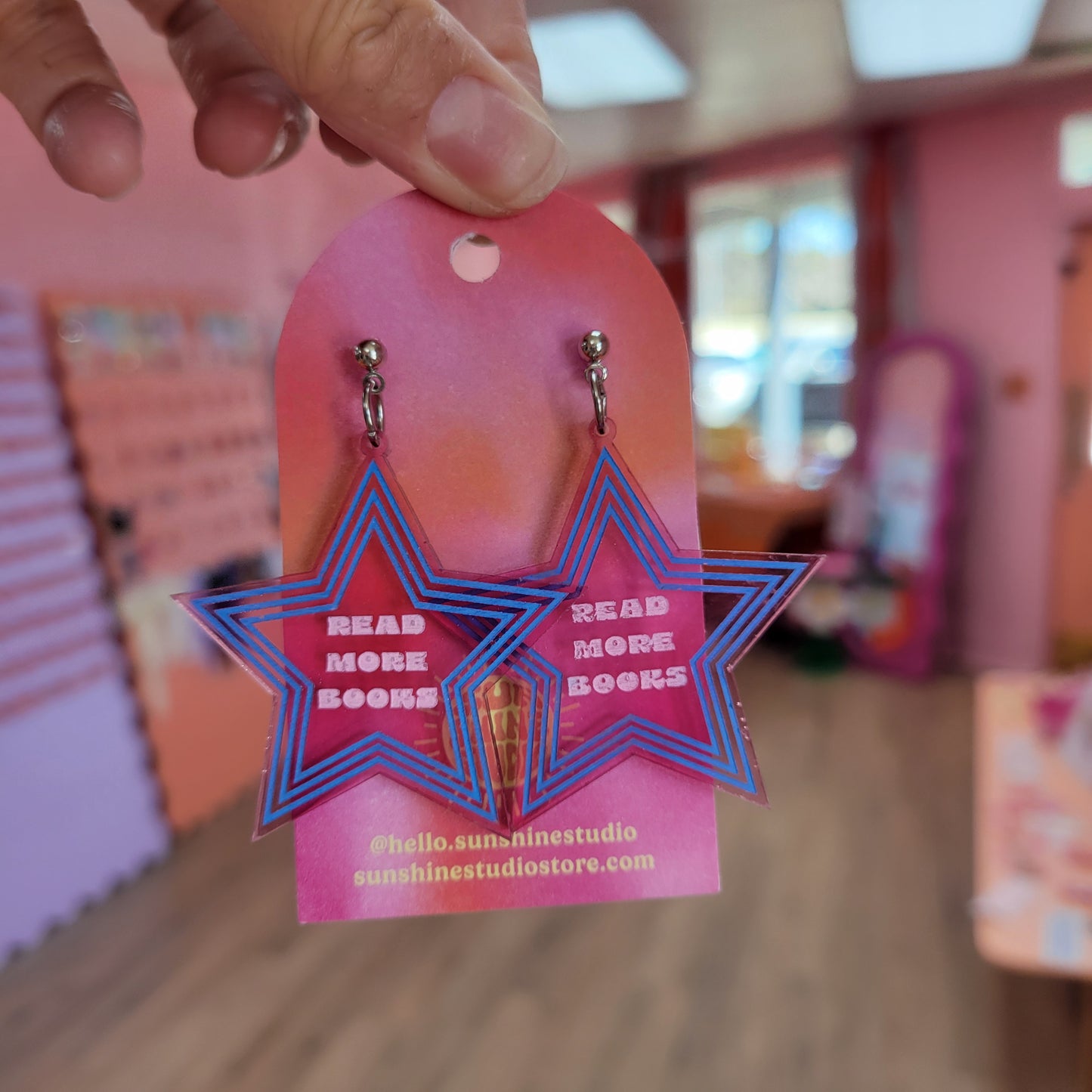 "Read More Books" Star Earrings