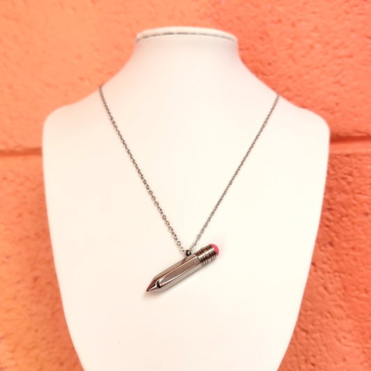 Stainless Steel Pencil Charm Necklace