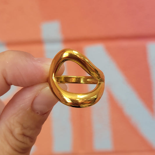 Wavy Oval Titanium Ring