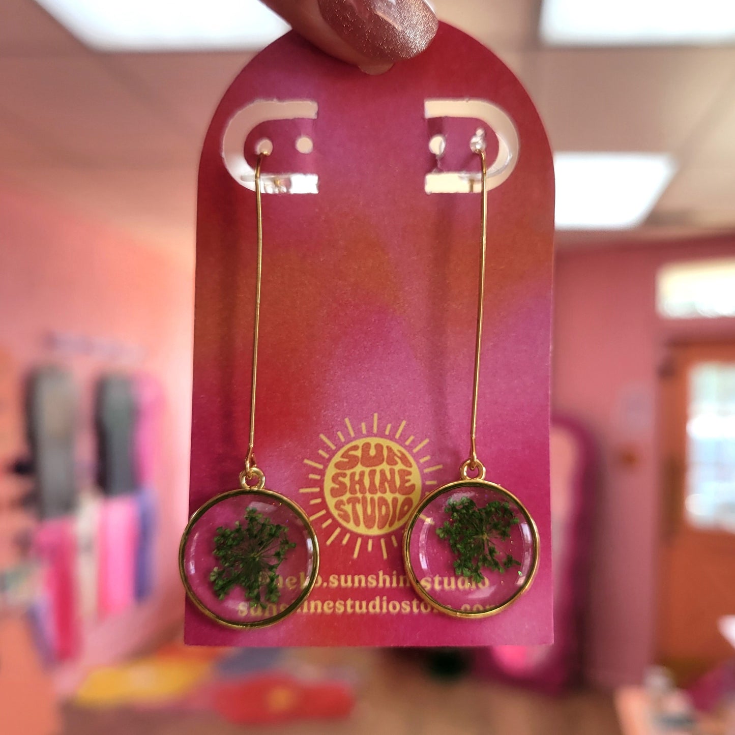 Shimmering Fields - Floral Drop Earrings