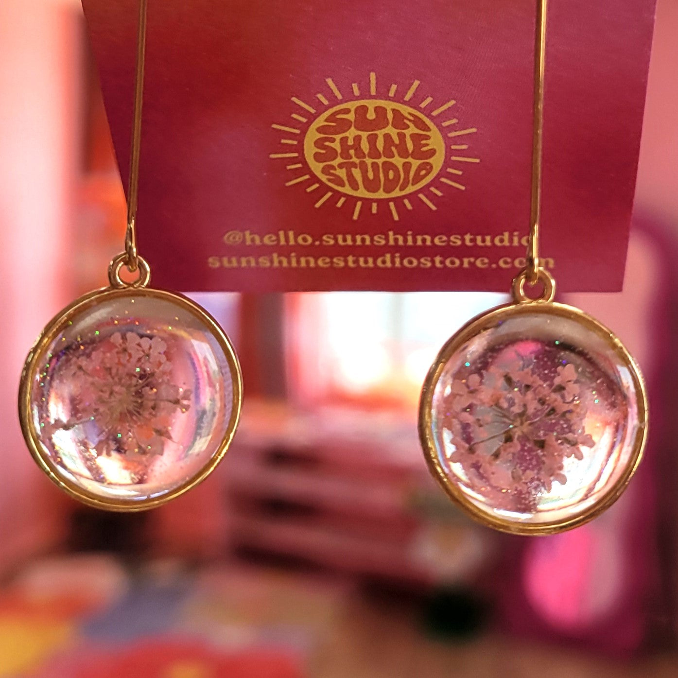 Shimmering Fields - Floral Drop Earrings