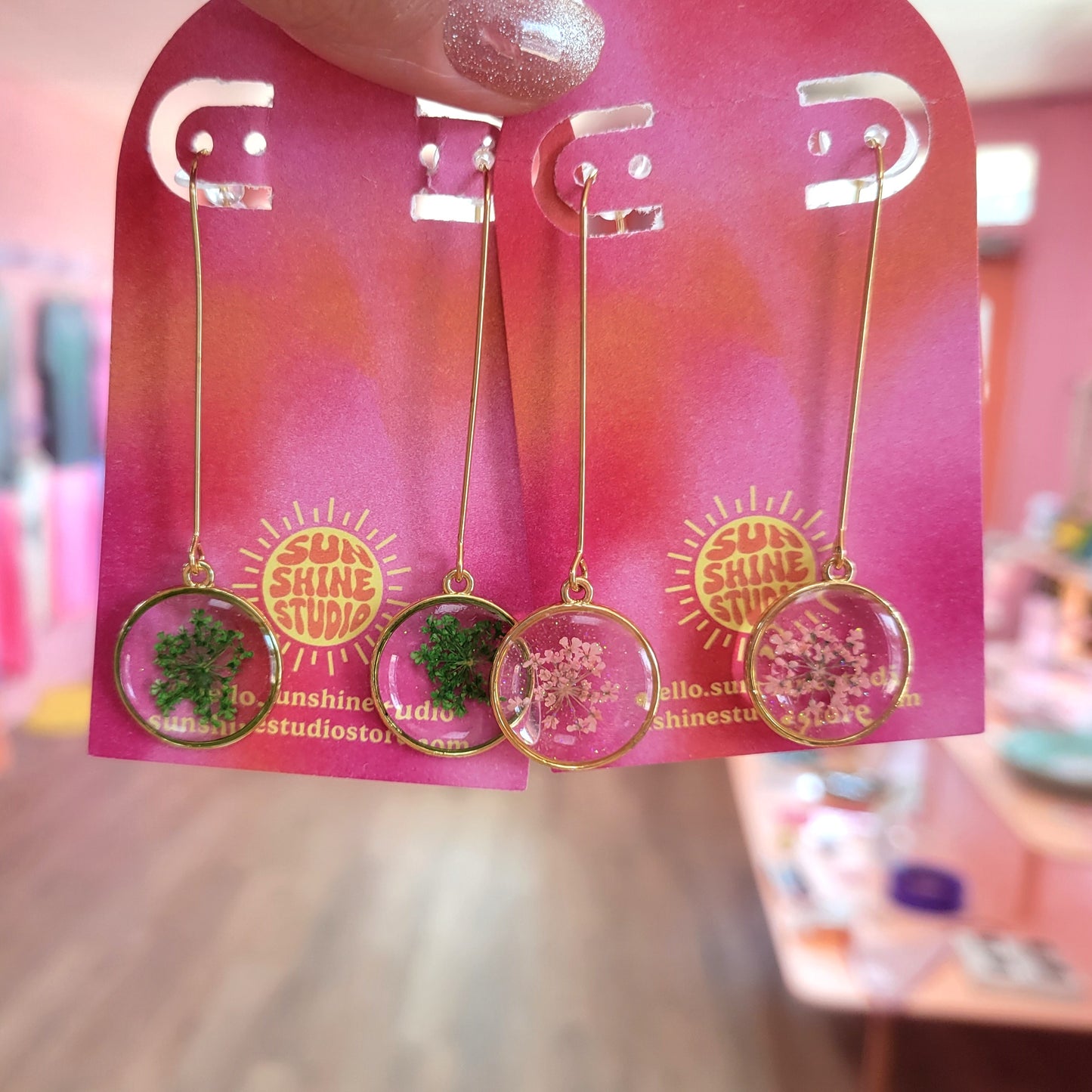 Shimmering Fields - Floral Drop Earrings