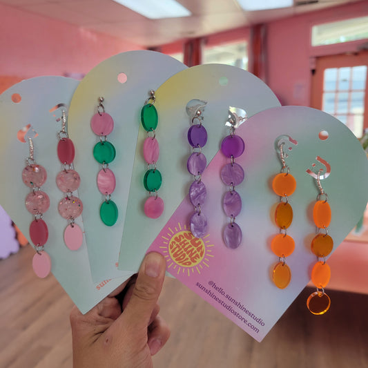 Celebration Confetti Drops - Long Dangle Earrings