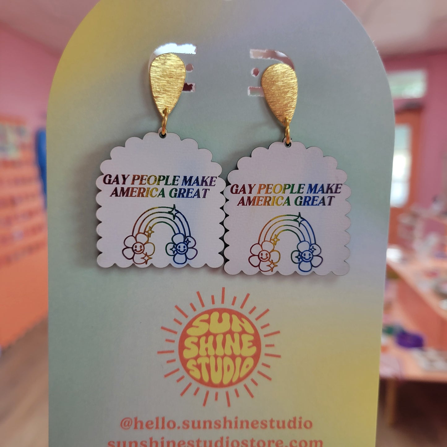 “Gay People Make America Great” earrings