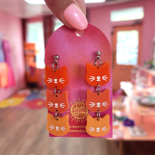 Orange Cat Energy - Dangle Earrings
