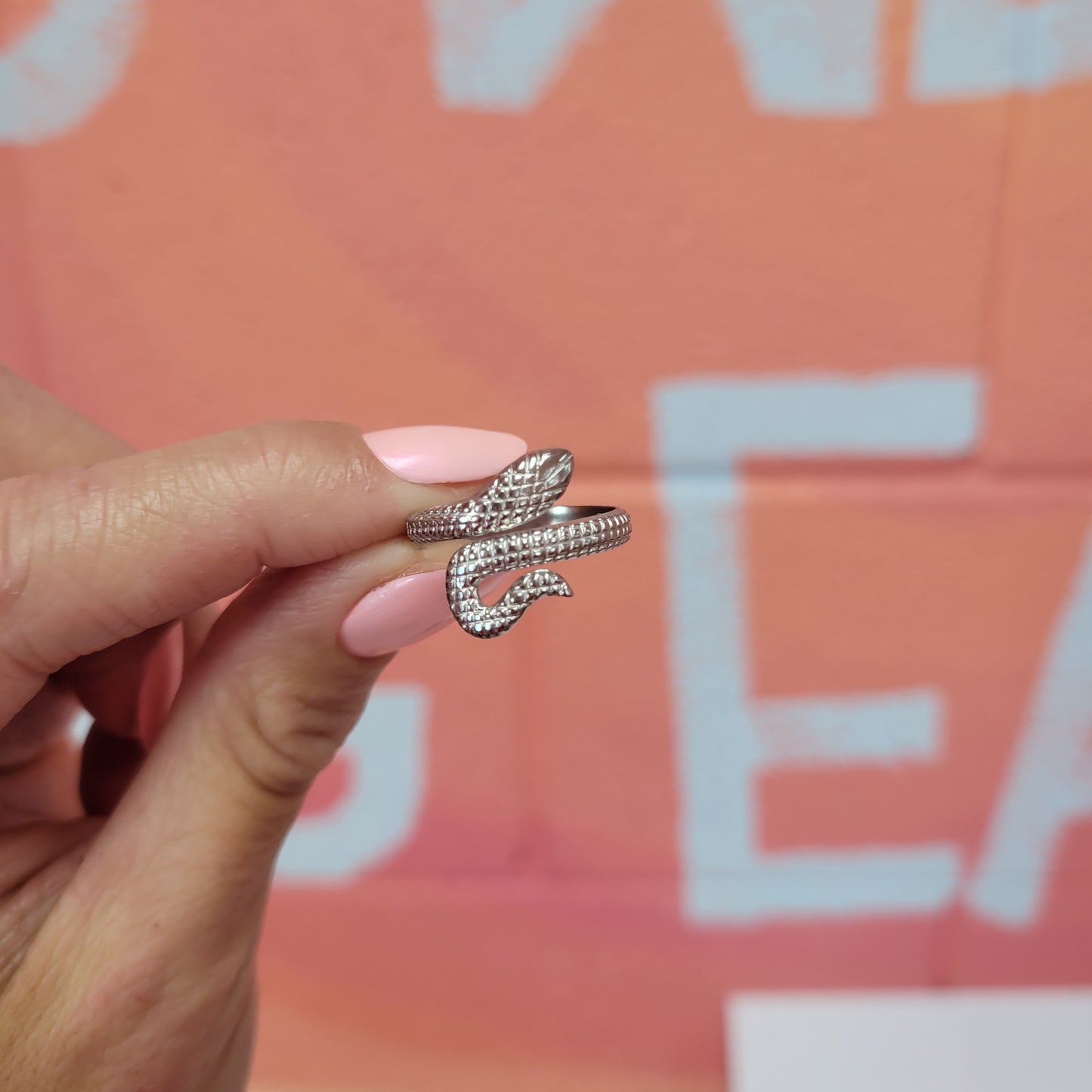 Textured Snake Titanium Ring
