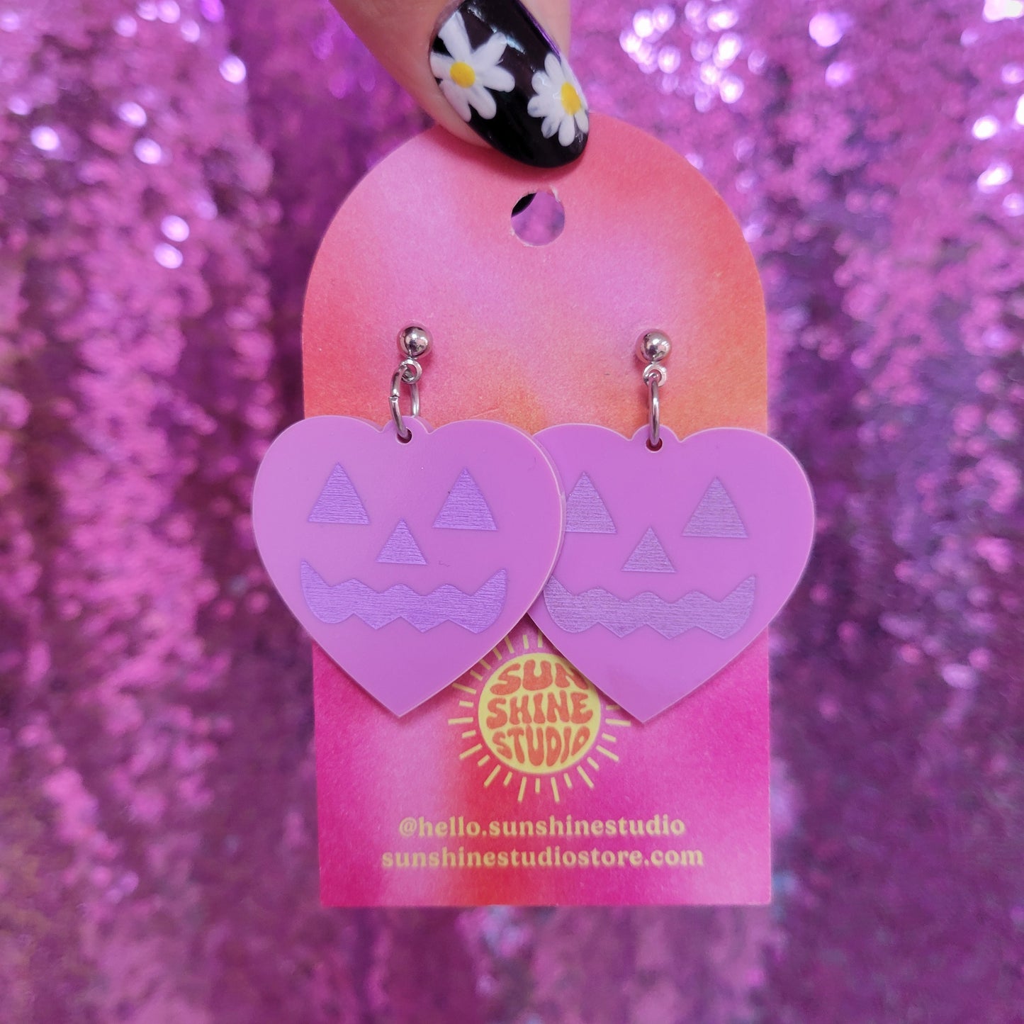 Lovely Jack-O-Lantern Heart Earrings