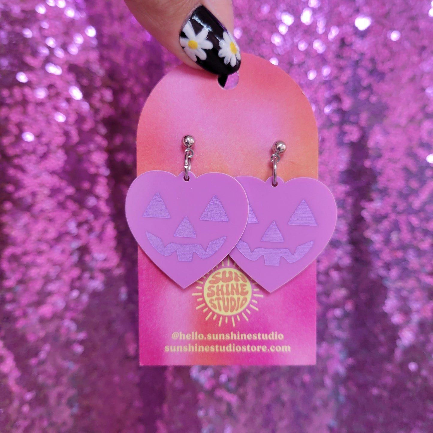 Lovely Jack-O-Lantern Heart Earrings