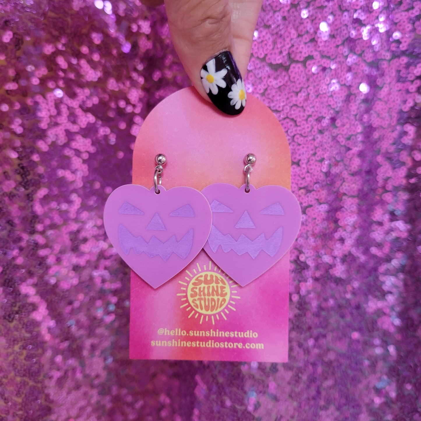 Lovely Jack-O-Lantern Heart Earrings