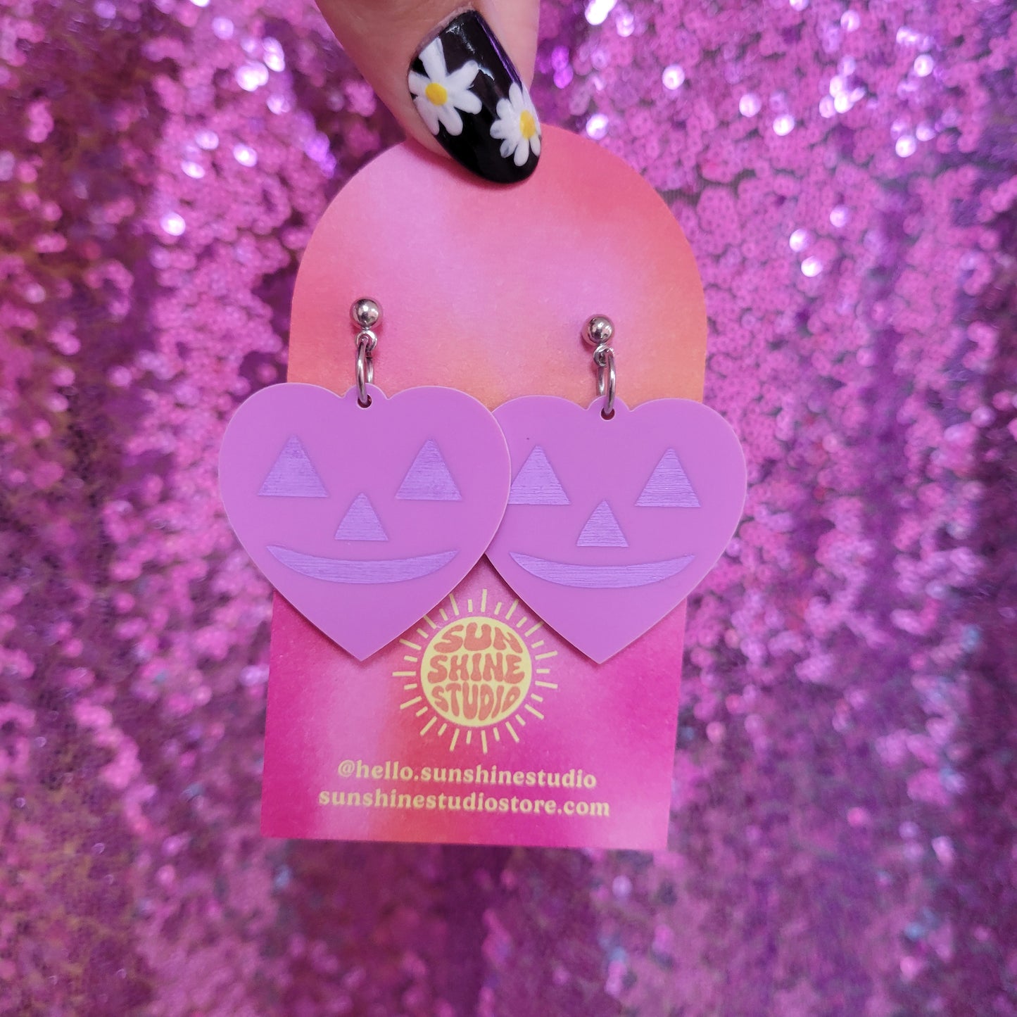 Lovely Jack-O-Lantern Heart Earrings