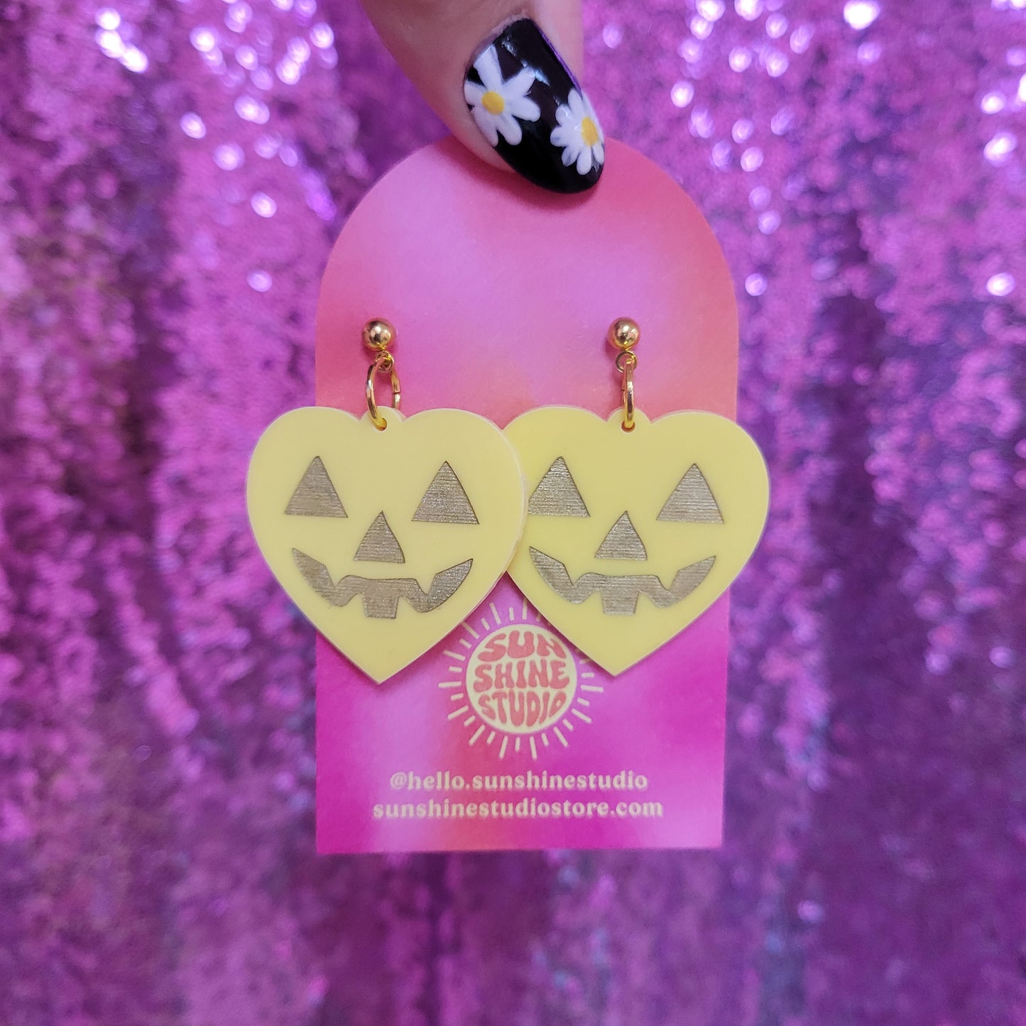 Lovely Jack-O-Lantern Heart Earrings