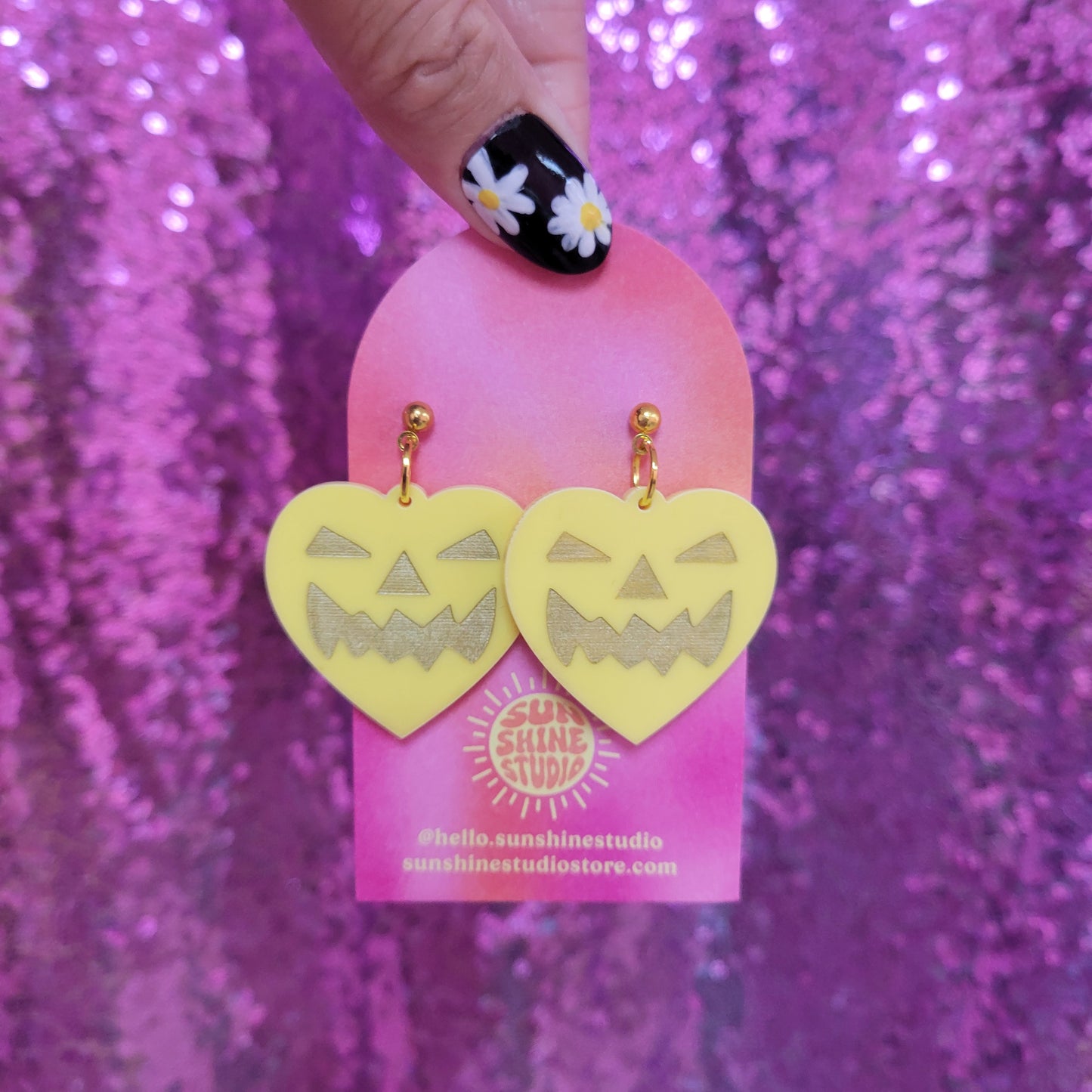 Lovely Jack-O-Lantern Heart Earrings