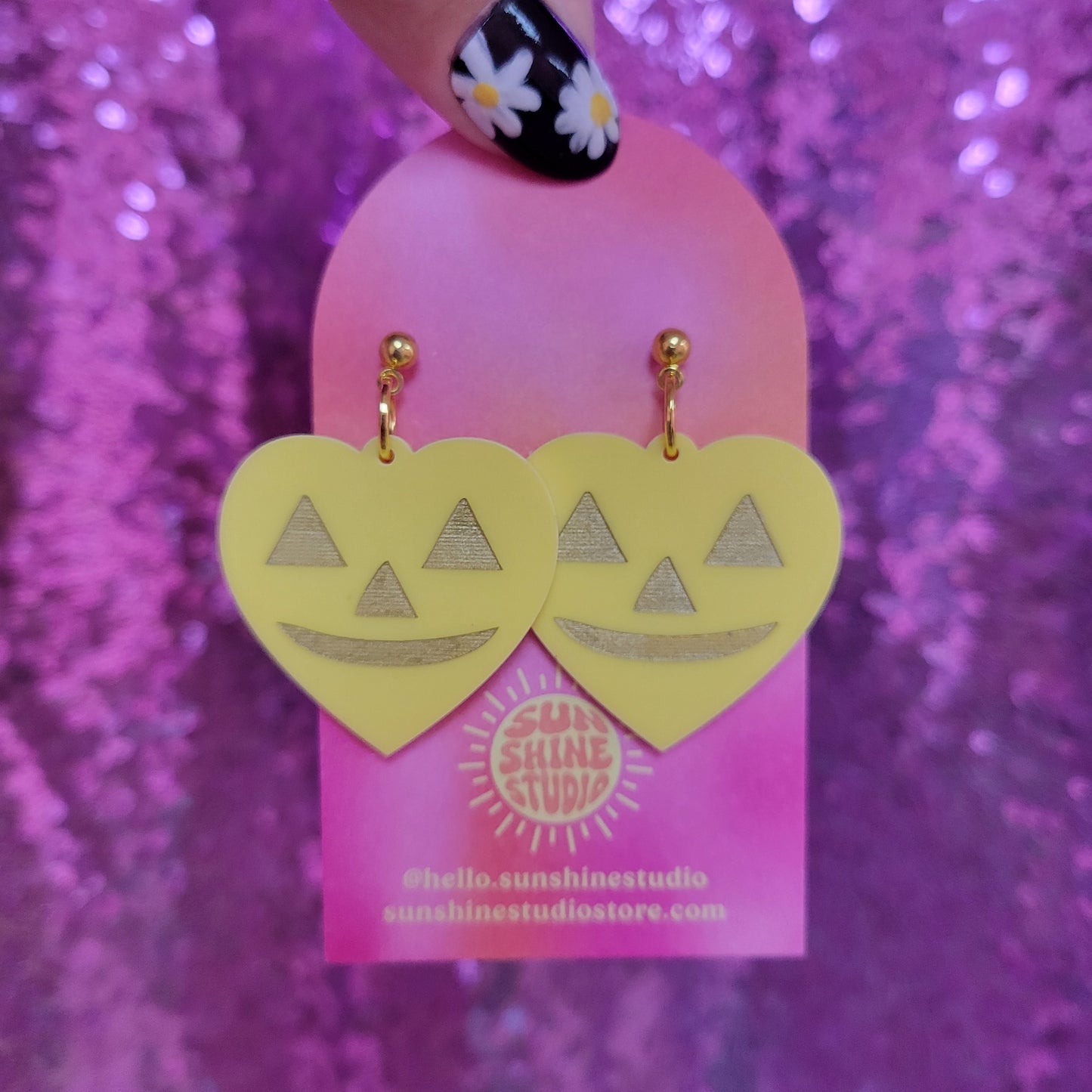 Lovely Jack-O-Lantern Heart Earrings