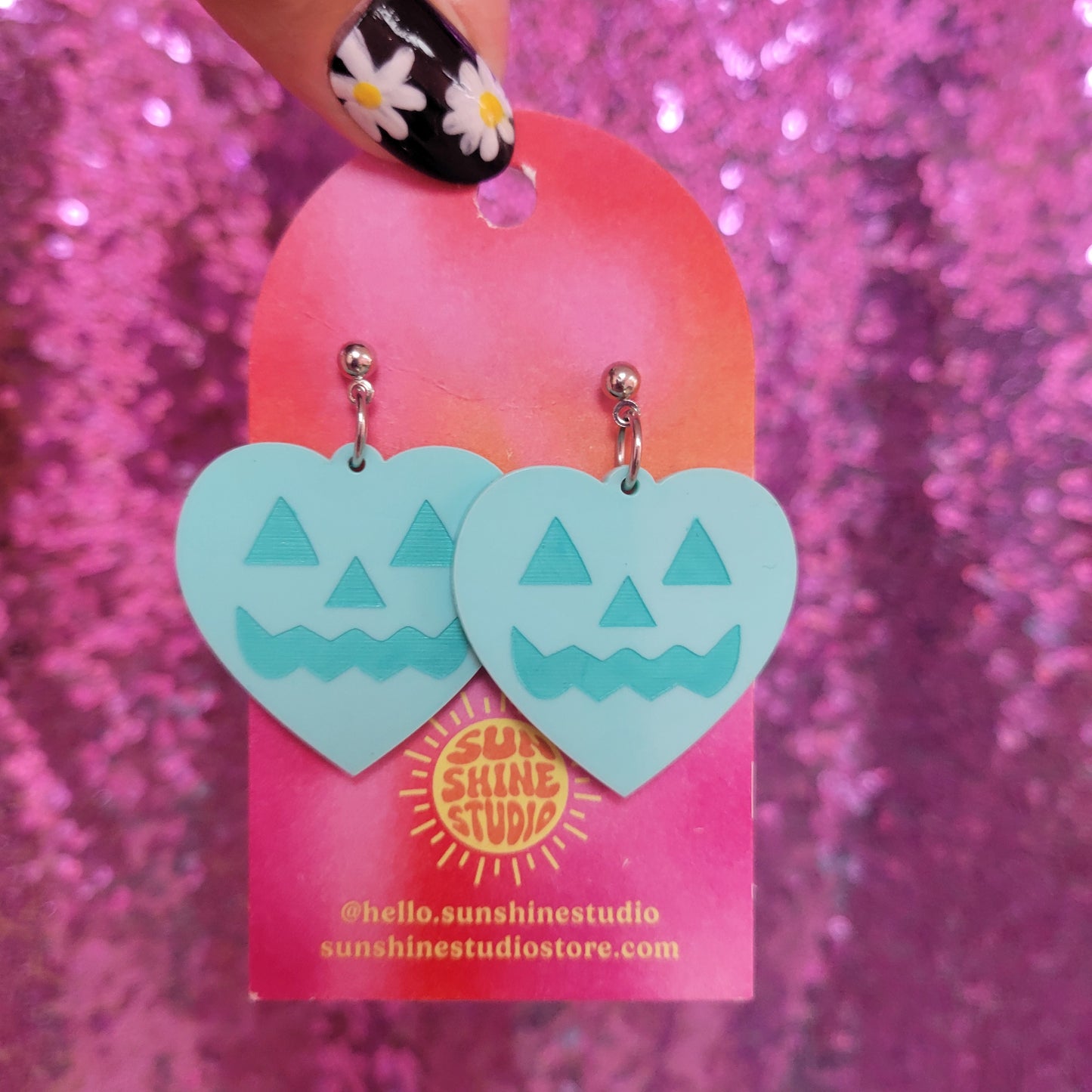 Lovely Jack-O-Lantern Heart Earrings