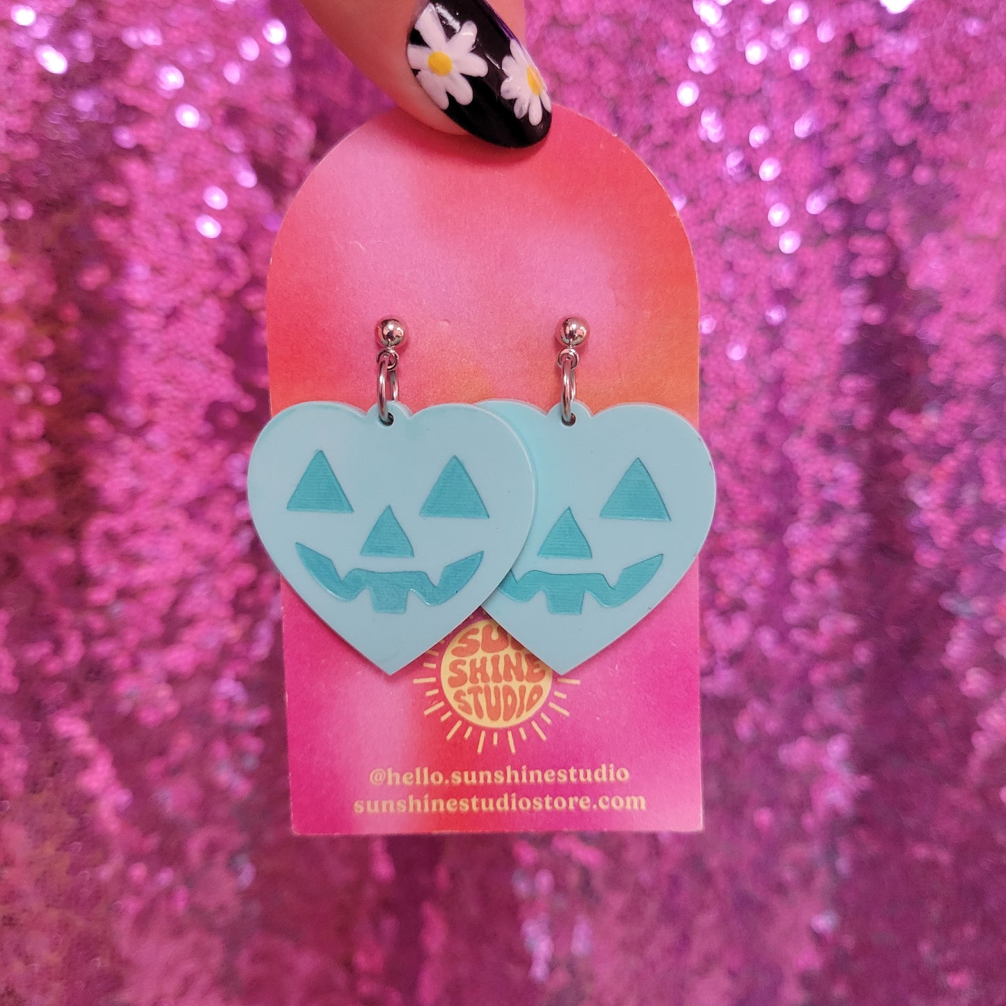 Lovely Jack-O-Lantern Heart Earrings