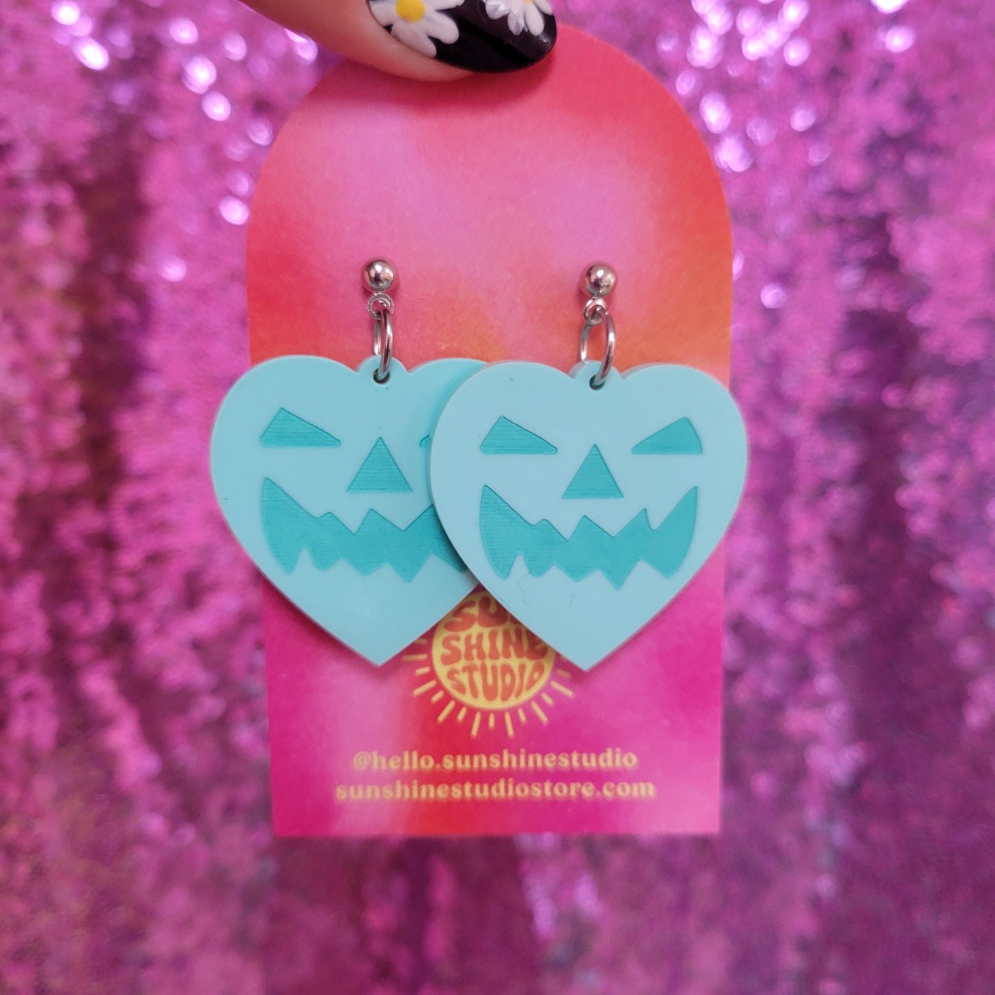 Lovely Jack-O-Lantern Heart Earrings