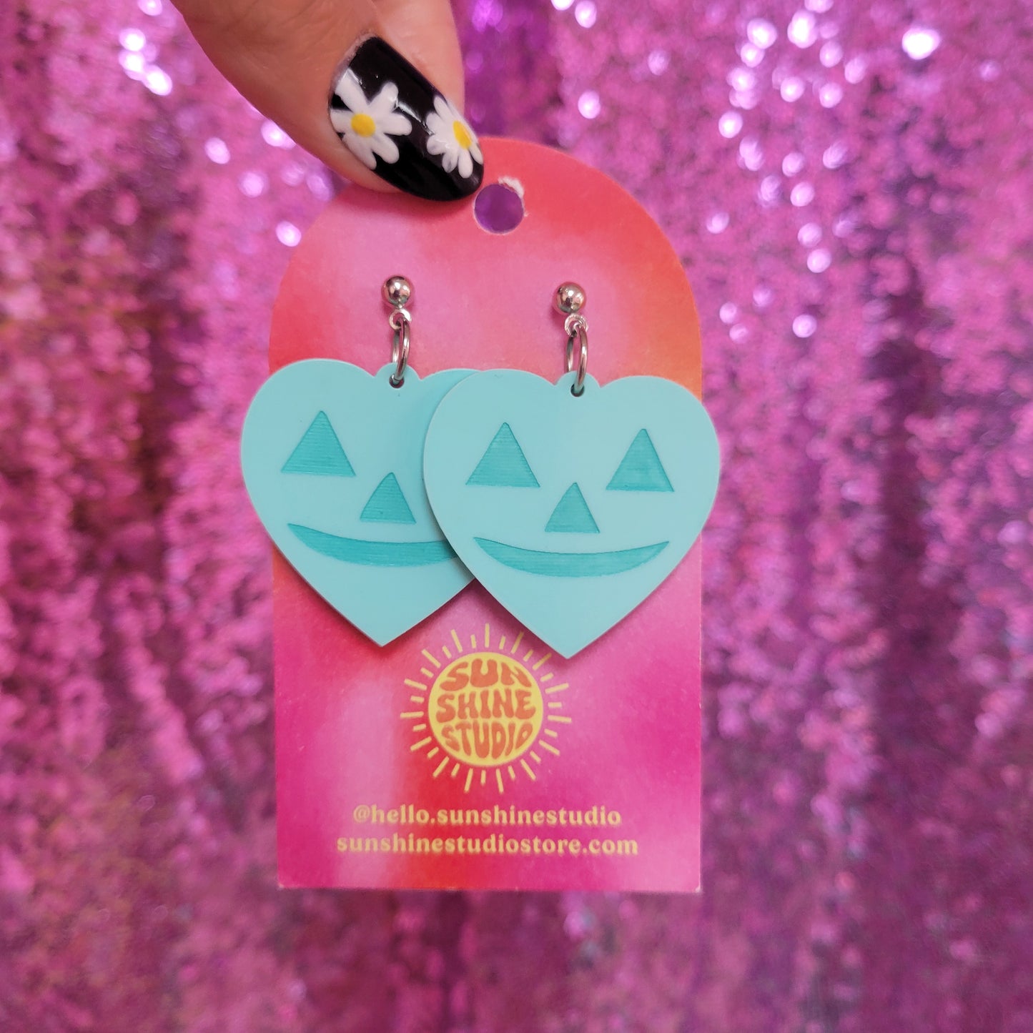 Lovely Jack-O-Lantern Heart Earrings