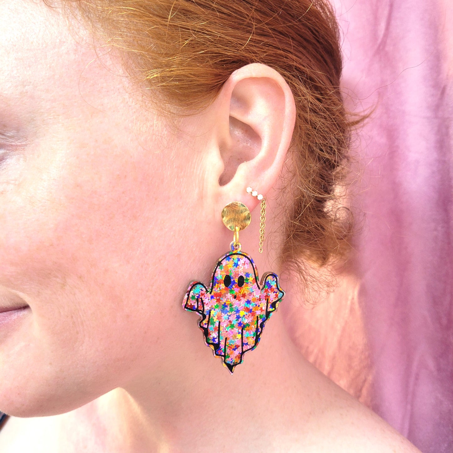 Sparkling Glitter Ghost Earrings