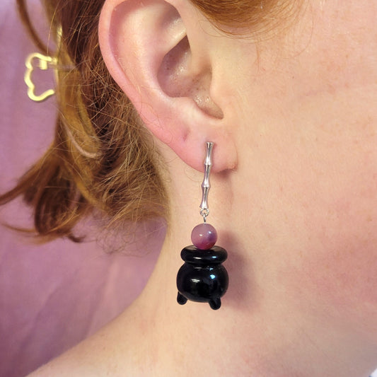 Glass Beaded Bubbling Cauldron Earrings