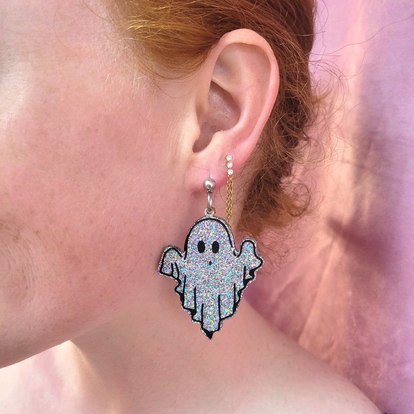 Sparkling Glitter Ghost Earrings