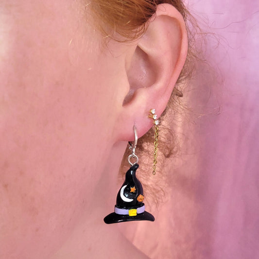 Spooky Witch Charm Earring