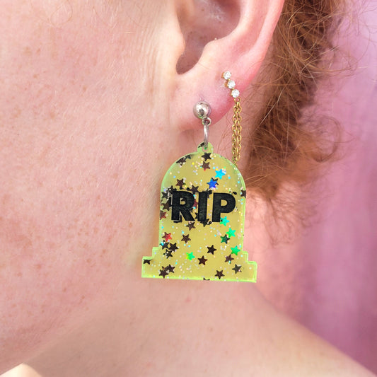 RIP - Statement Tombstone Earrings