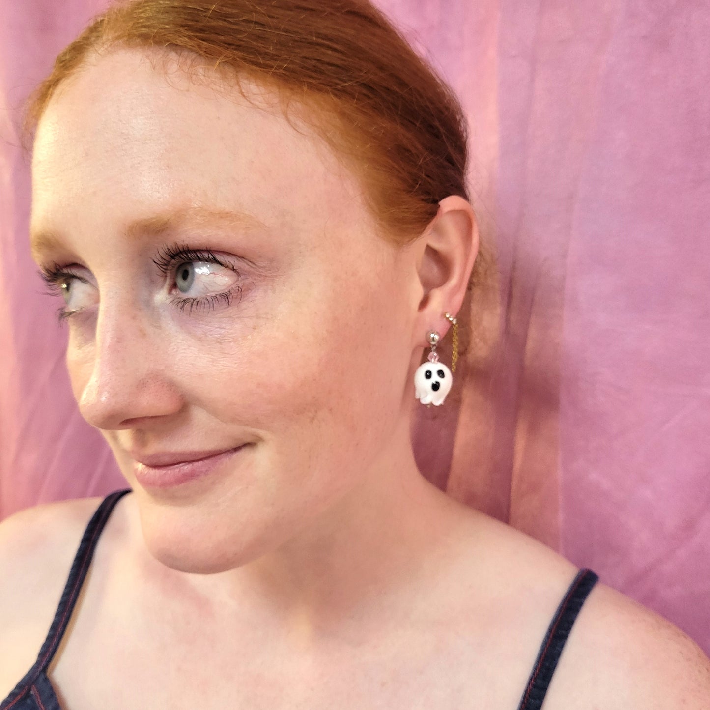 Glass Beaded Ghost Earrings
