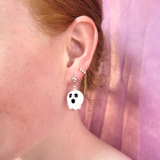 Glass Beaded Ghost Earrings
