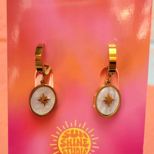 Opal Sky- Titanium Charm Earrings