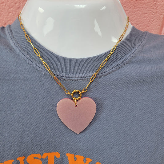 You've Got a Big Heart - Statement Acrylic Heart Charm Necklace