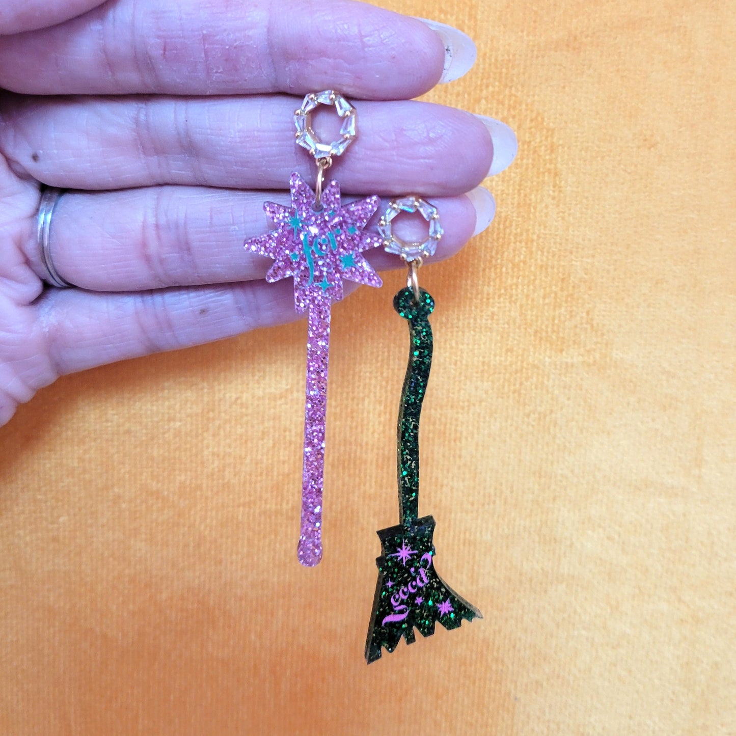"For Good" Pink and Green Statement Earrings