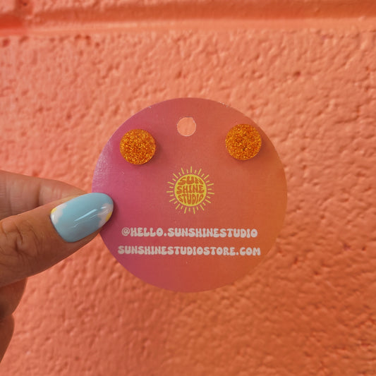 Orange Glitter Tiny Stud Earrings