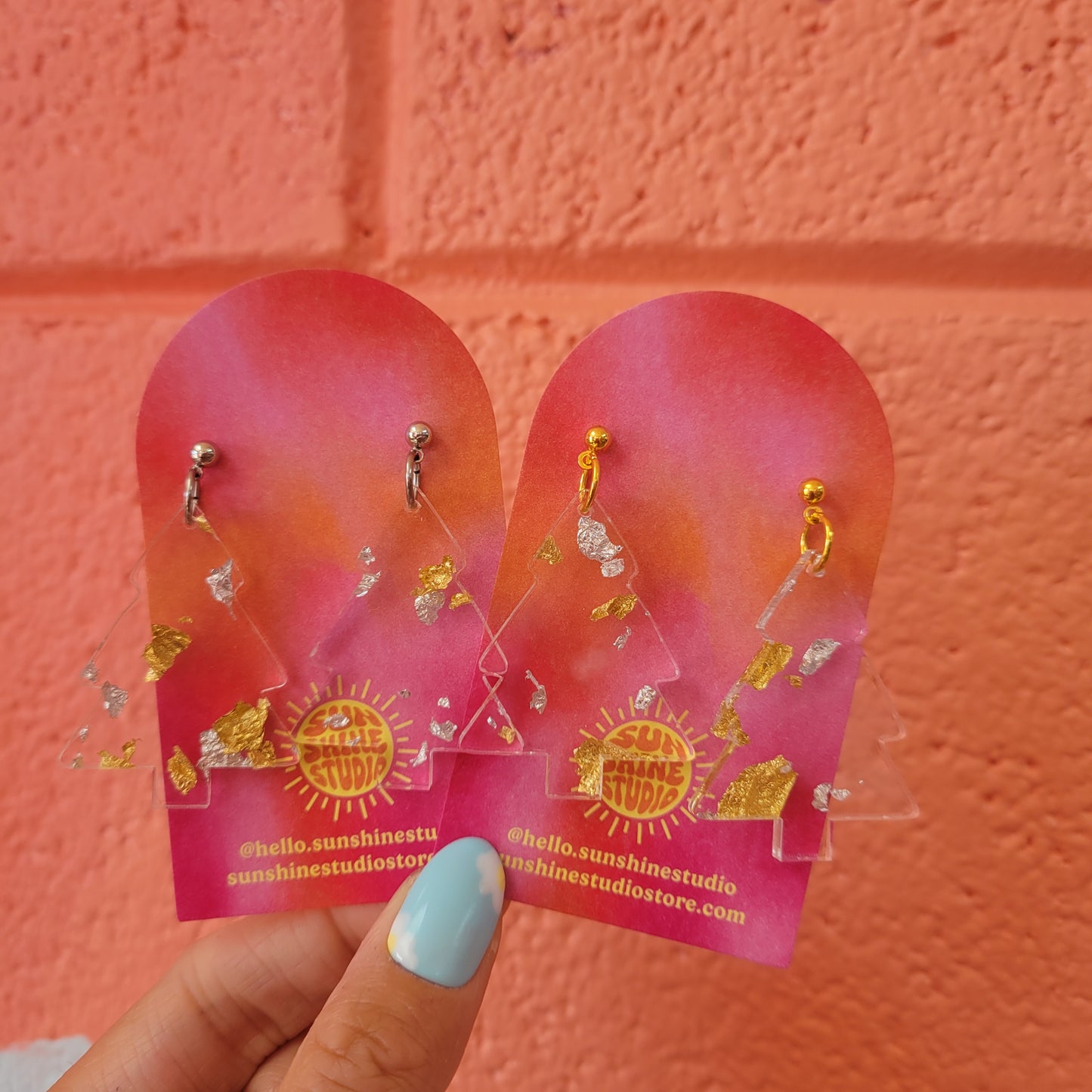 Silver and Gold Christmas Tree Earrings