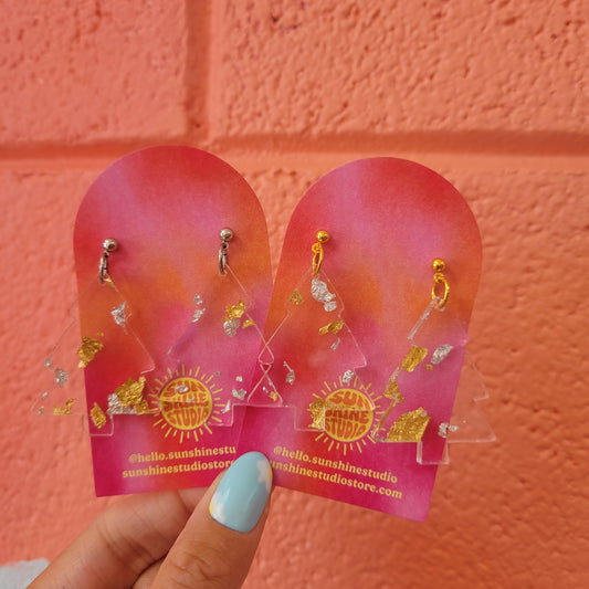 Silver and Gold Christmas Tree Earrings