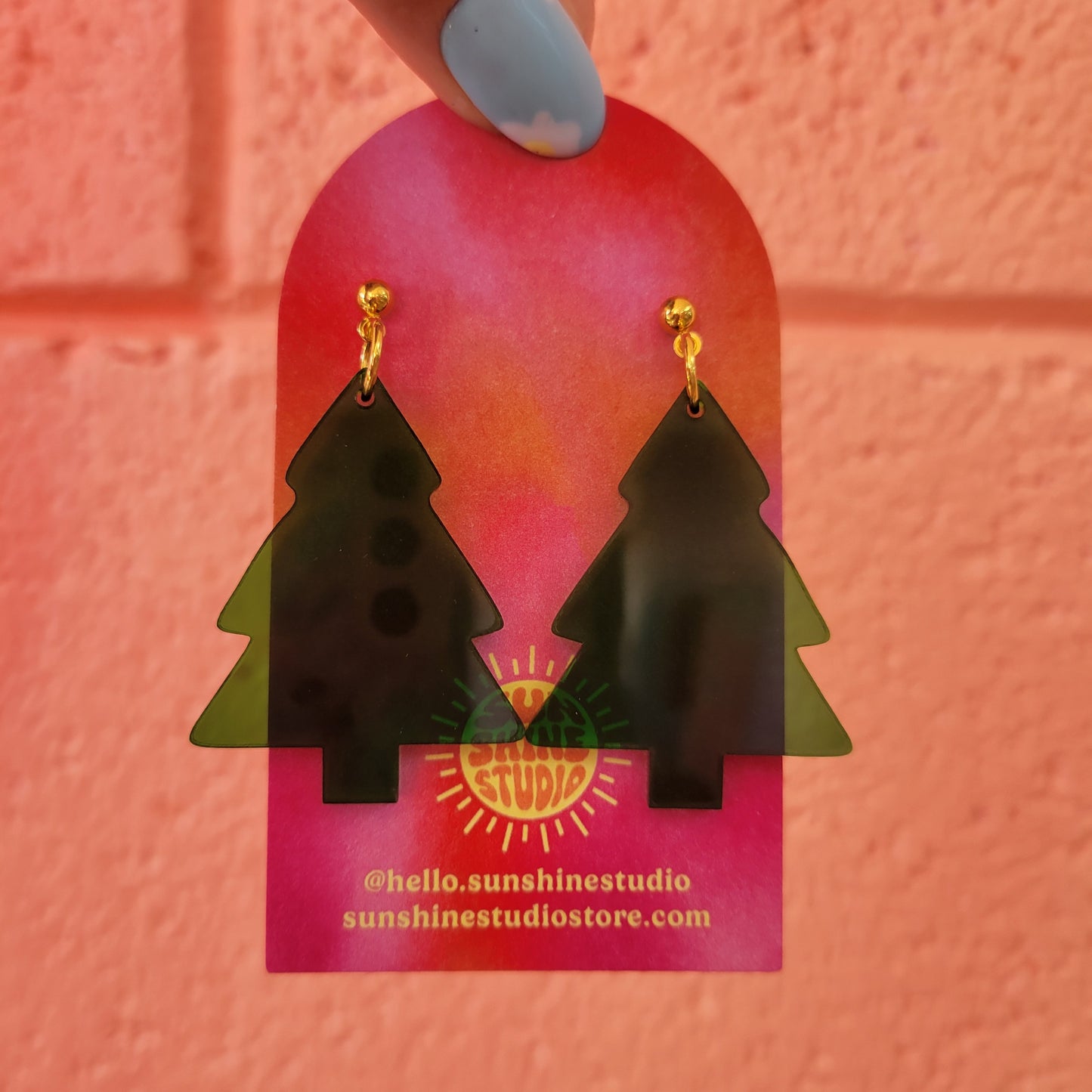 Translucent Green Christmas Tree Earrings