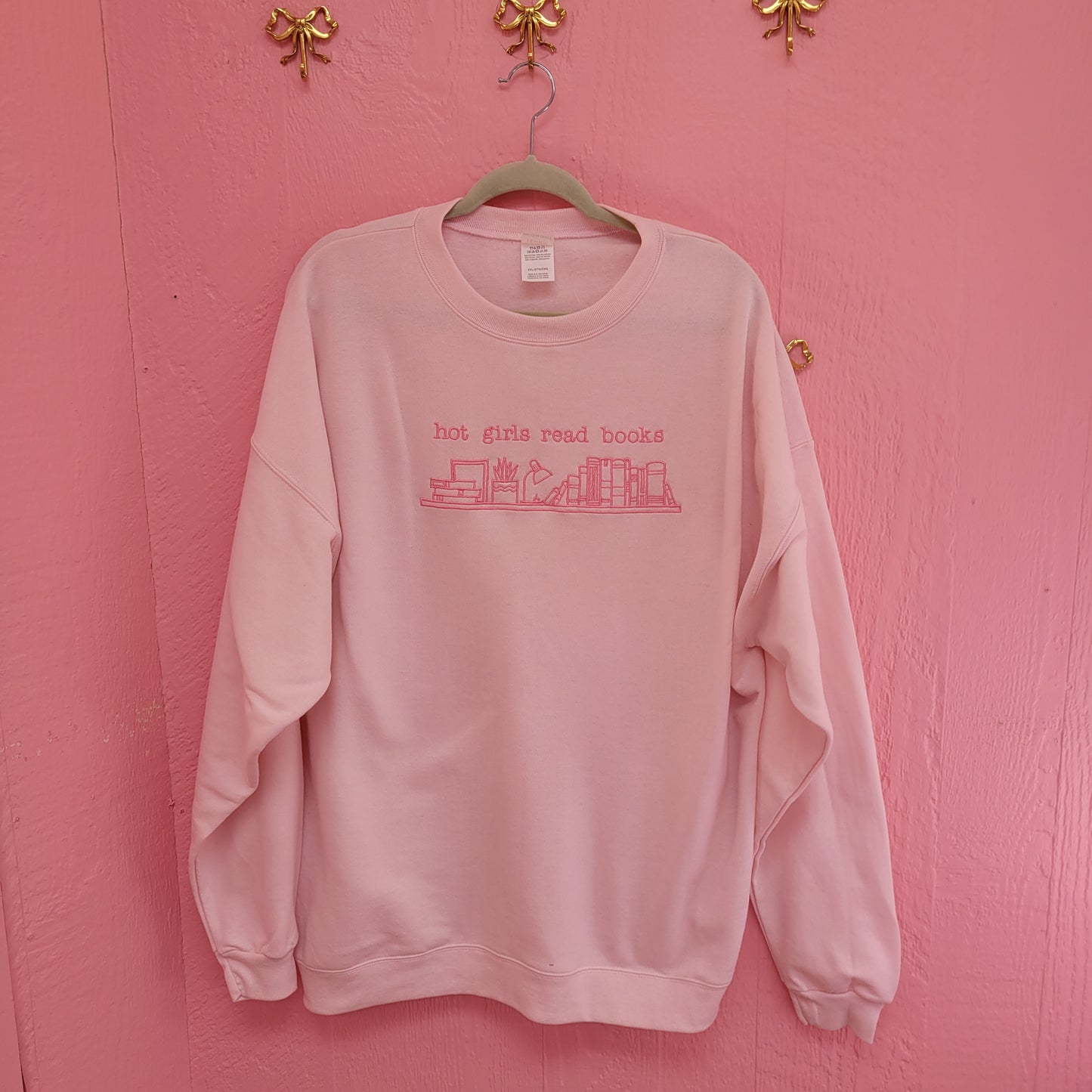 "Hot Girls Read Books" - Bookish Embroidered Crewneck and Shirts