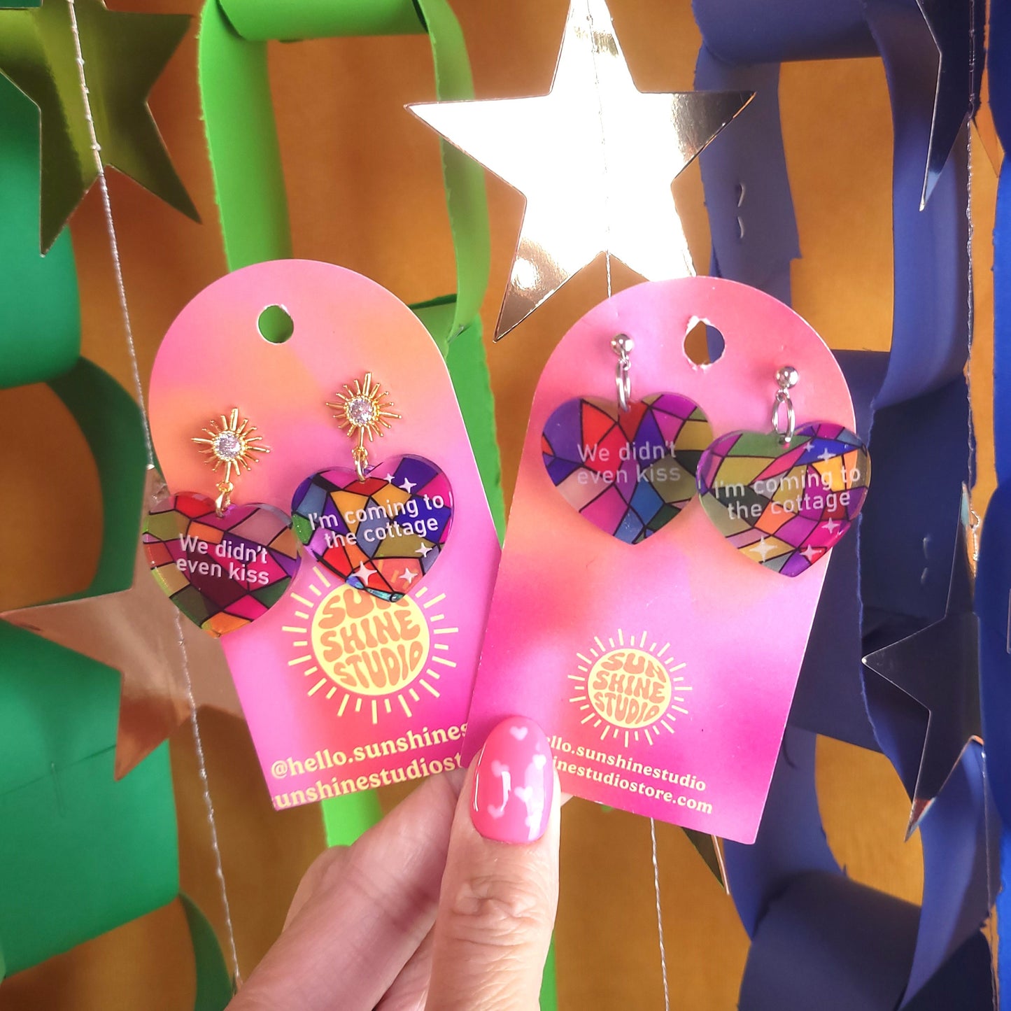 Heated Rivalry Stained Glass Quote Earrings