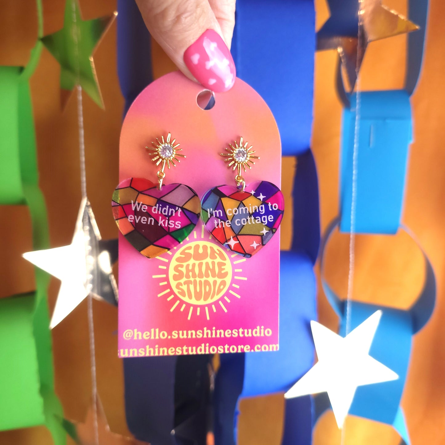 Heated Rivalry Stained Glass Quote Earrings