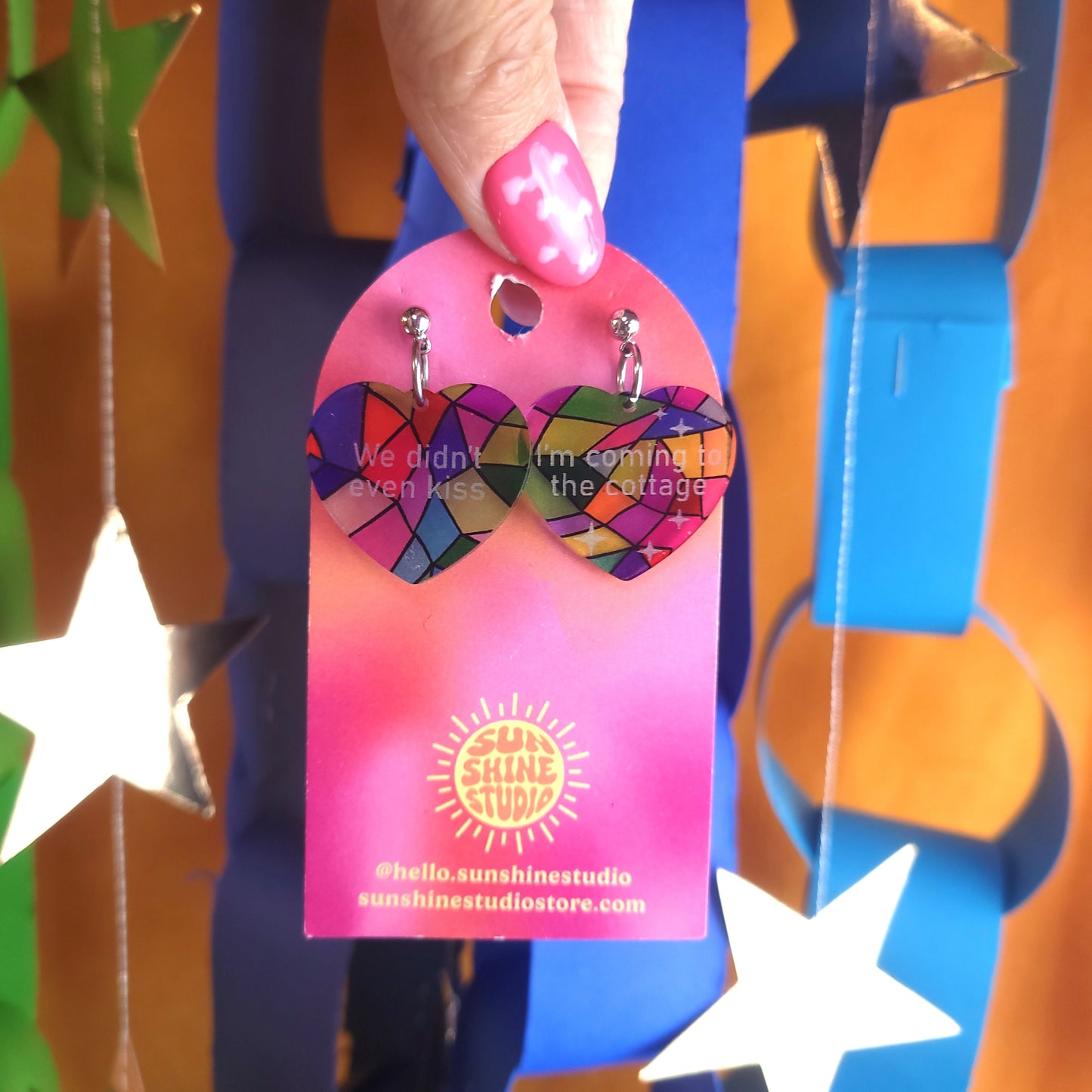 Heated Rivalry Stained Glass Quote Earrings