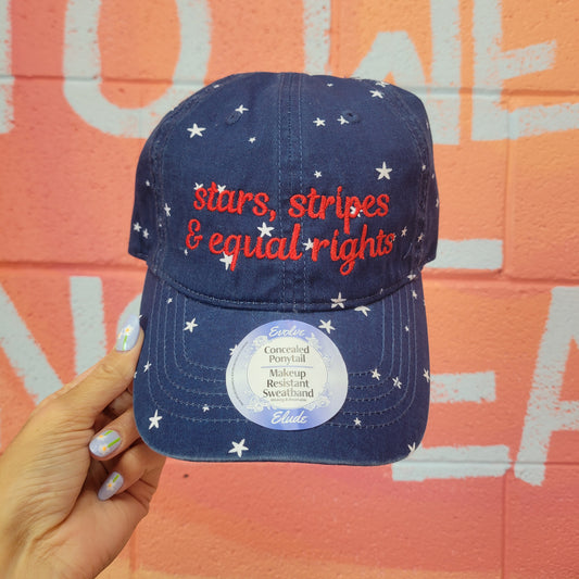 "stars, stripes & equal rights" Starry Embroidered Hat
