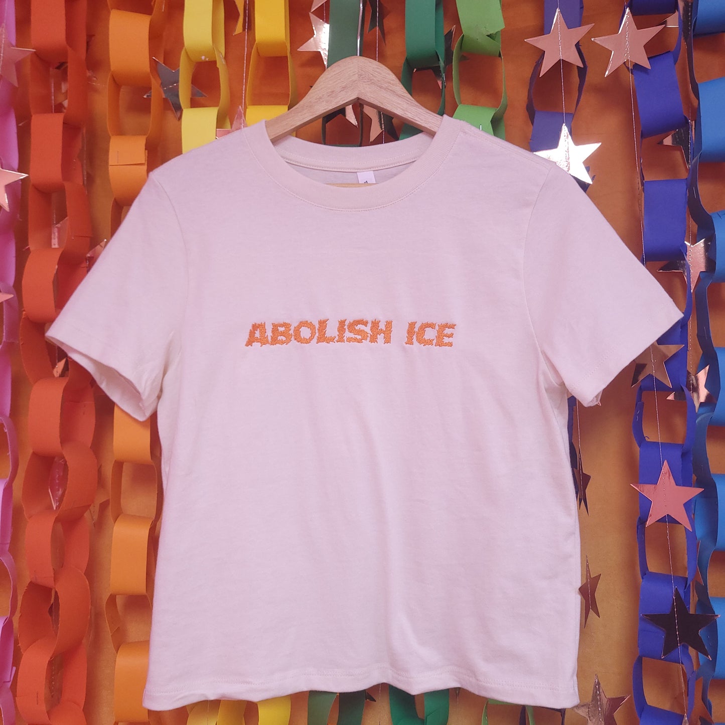 Fiery "Abolish ICE" Embroidered Top