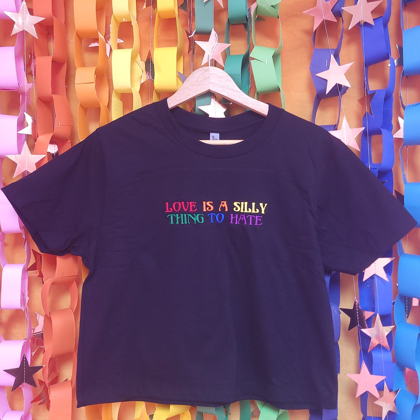 "Love is a Silly Thing to Hate" Pride Embroidered Top