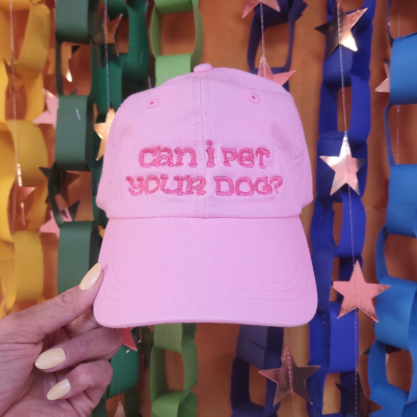 Oopsy Daisy "can i pet your dog?" Embroidered Hat
