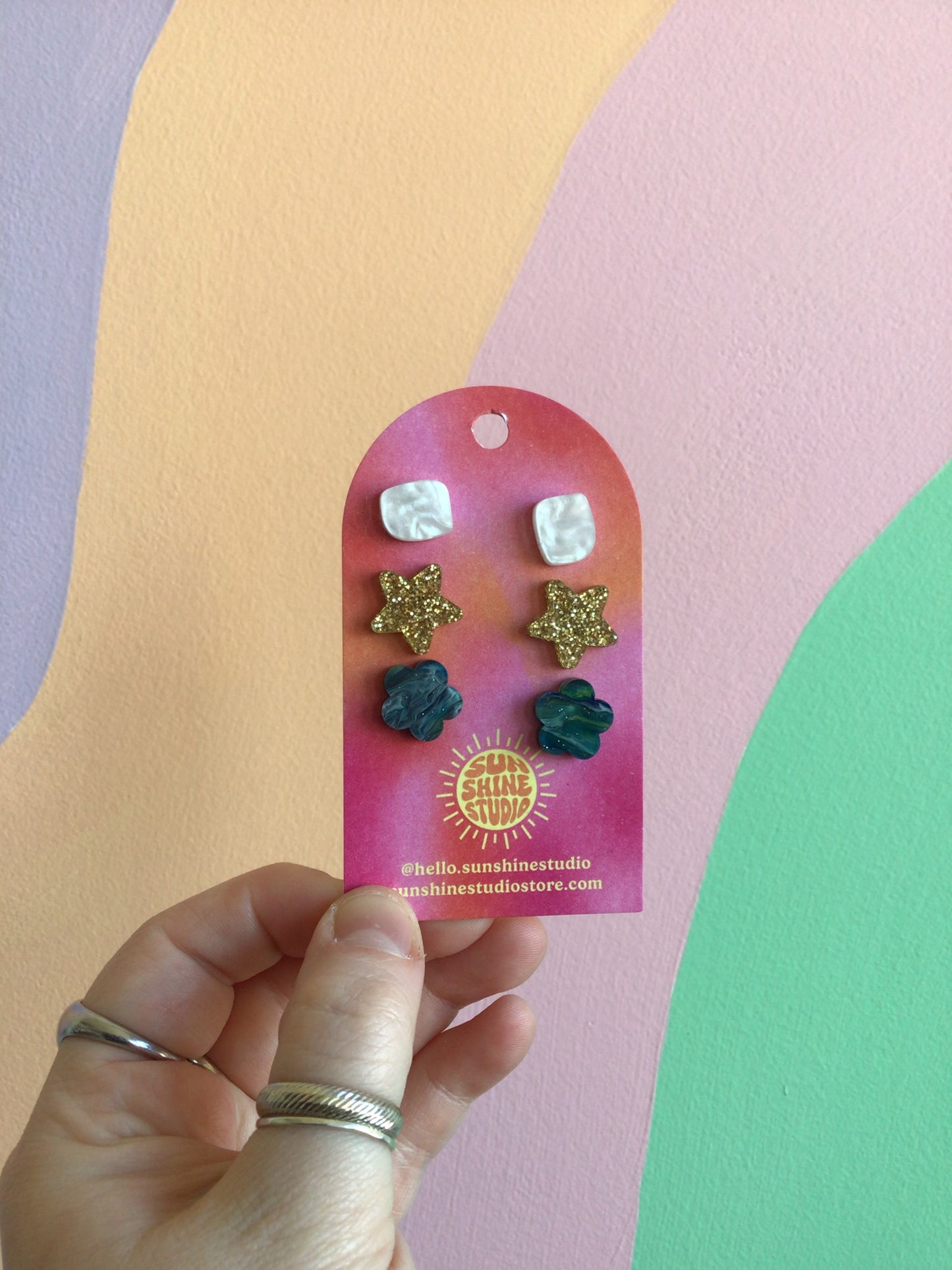 Happy Shapes Acrylic Stud Packs