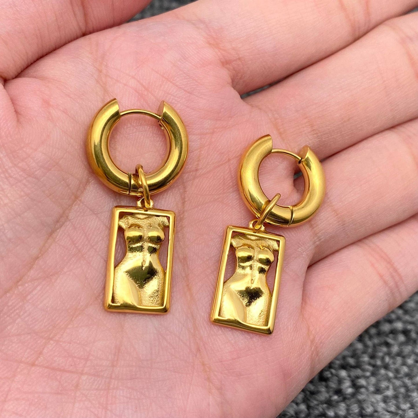 18K Gold Plated Women Body Charm Huggie Earrings